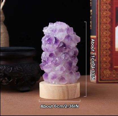 Natural Amethyst Crystal Wishing Lamp with USB Interface and Dimmer Switch - Perfect for Home Decor and Meditation Energy Generator