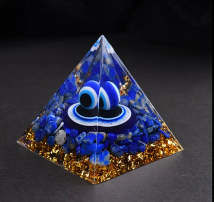 2PC SET All Lapis Eye Chakra Energy Oregone Pyramid Generator