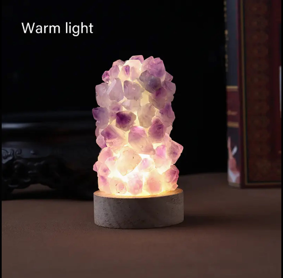 Natural Amethyst Crystal Wishing Lamp with USB Interface and Dimmer Switch - Perfect for Home Decor and Meditation Energy Generator