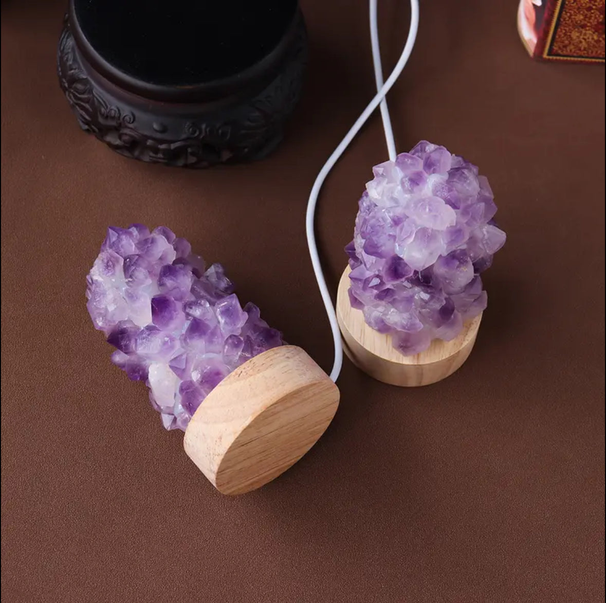 Natural Amethyst Crystal Wishing Lamp with USB Interface and Dimmer Switch - Perfect for Home Decor and Meditation Energy Generator